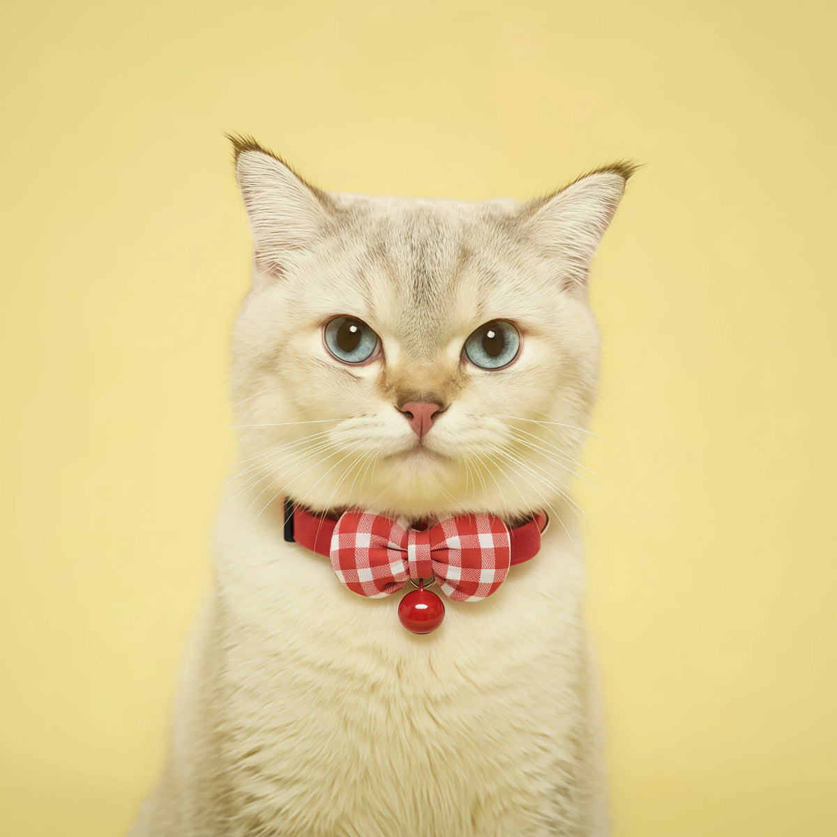 Cherry Red Gingham Bow Cat Collar – Safety Buckle