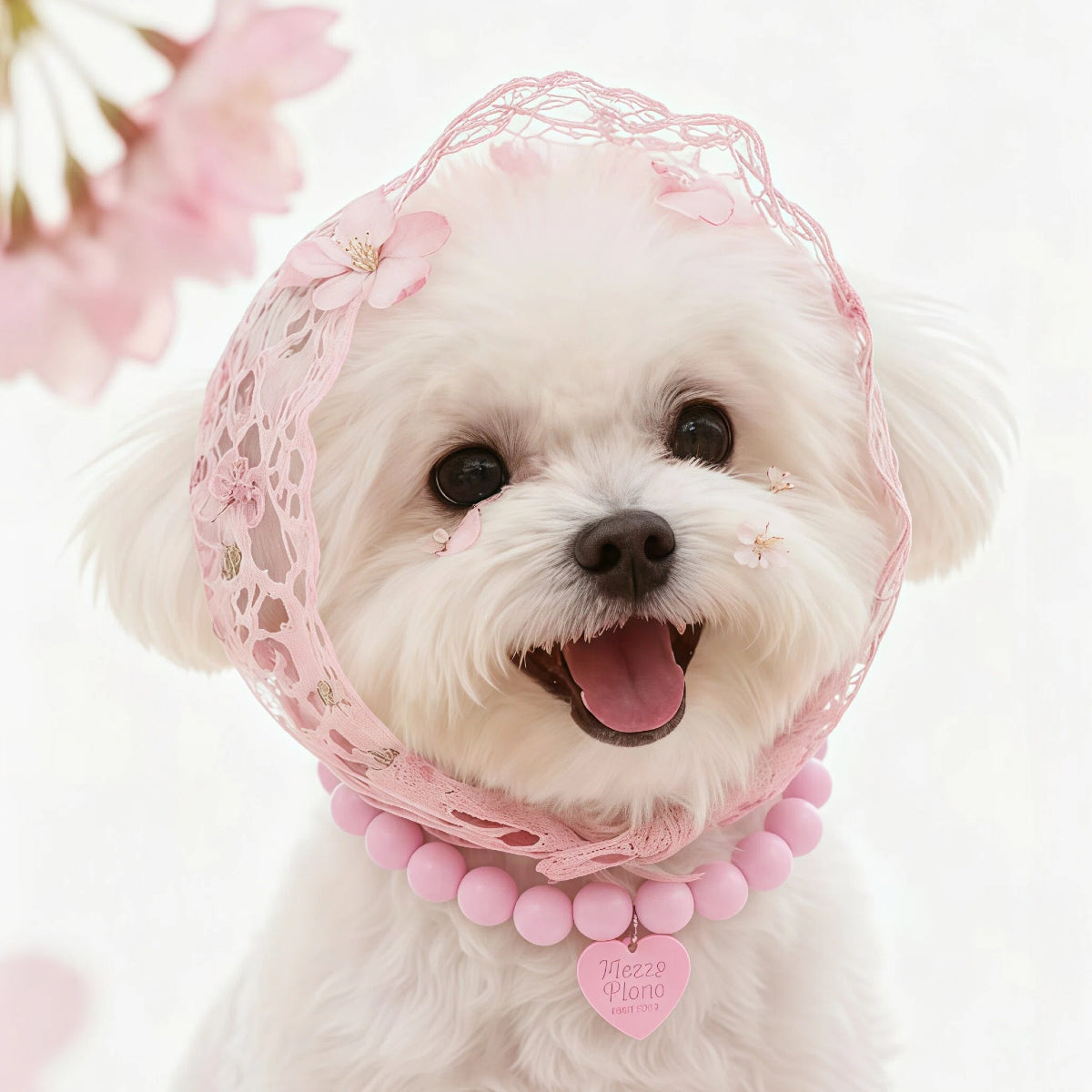 Dopamine Pink Pet Necklace with Heart Charm