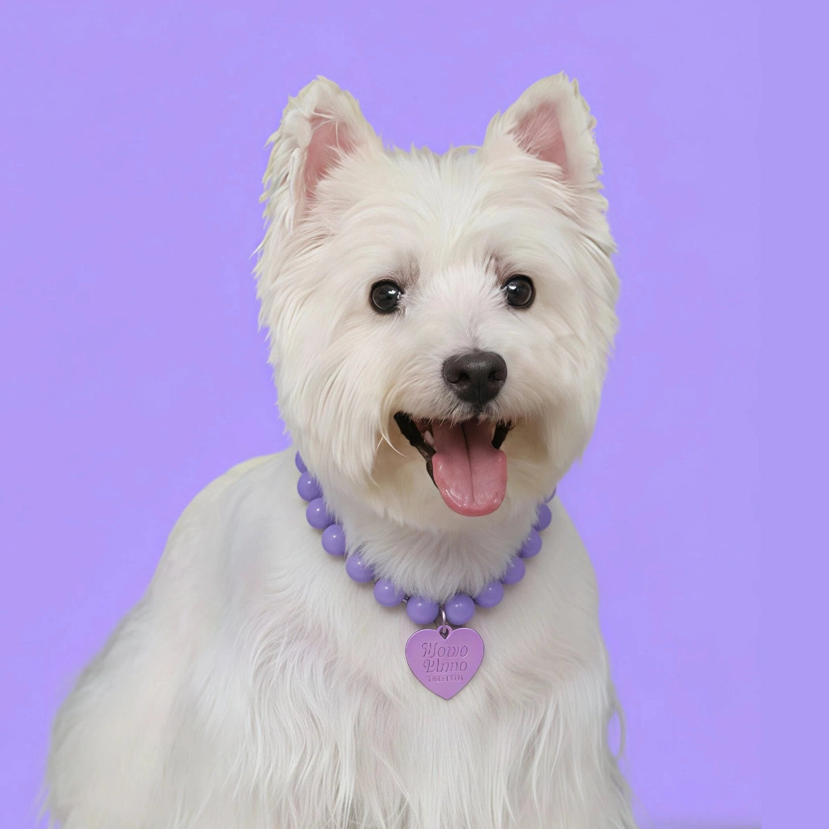 Dopamine Lavender Pet Necklace with Heart Charm