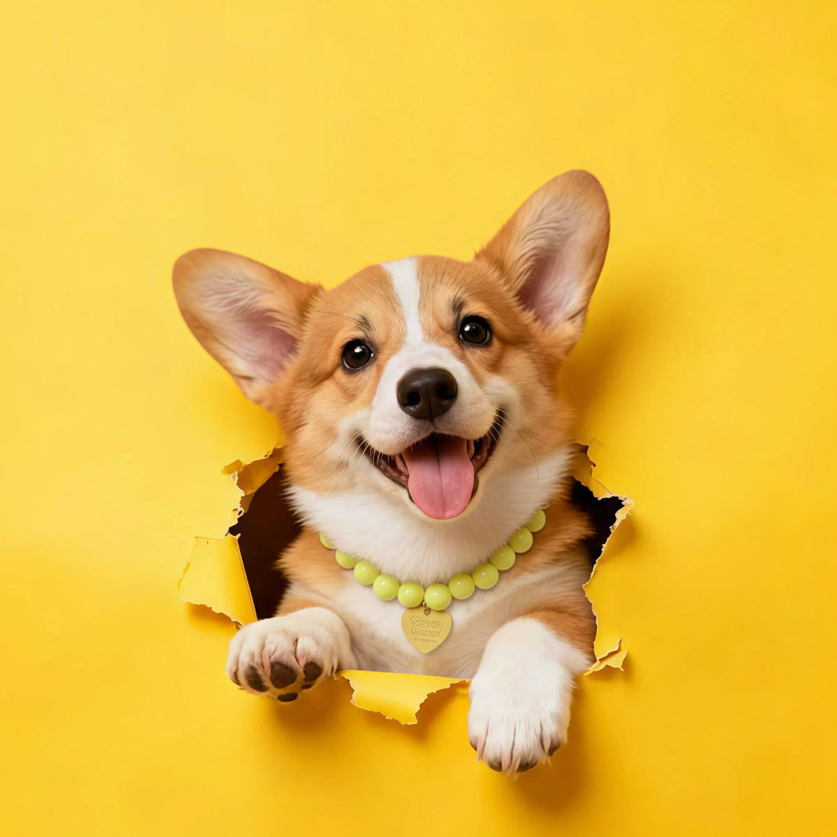 Dopamine Lemon Pet Necklace with Heart Charm