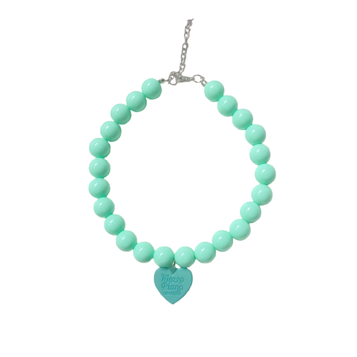Dopamine Mint Pet Necklace with Heart Charm