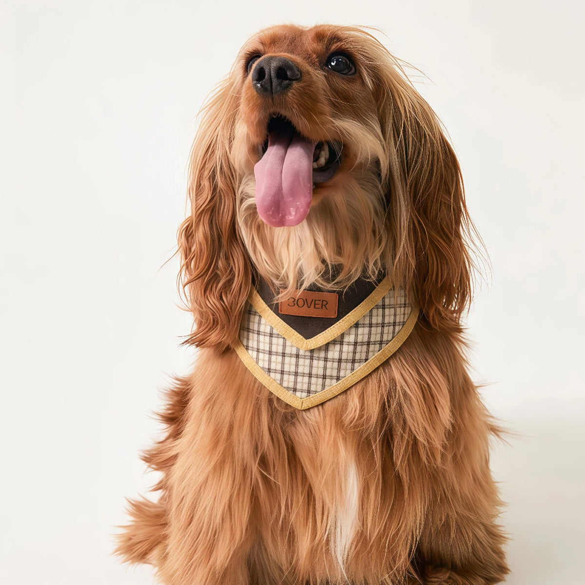 Camel Plaid Double-Layer British Style Pet Bandana